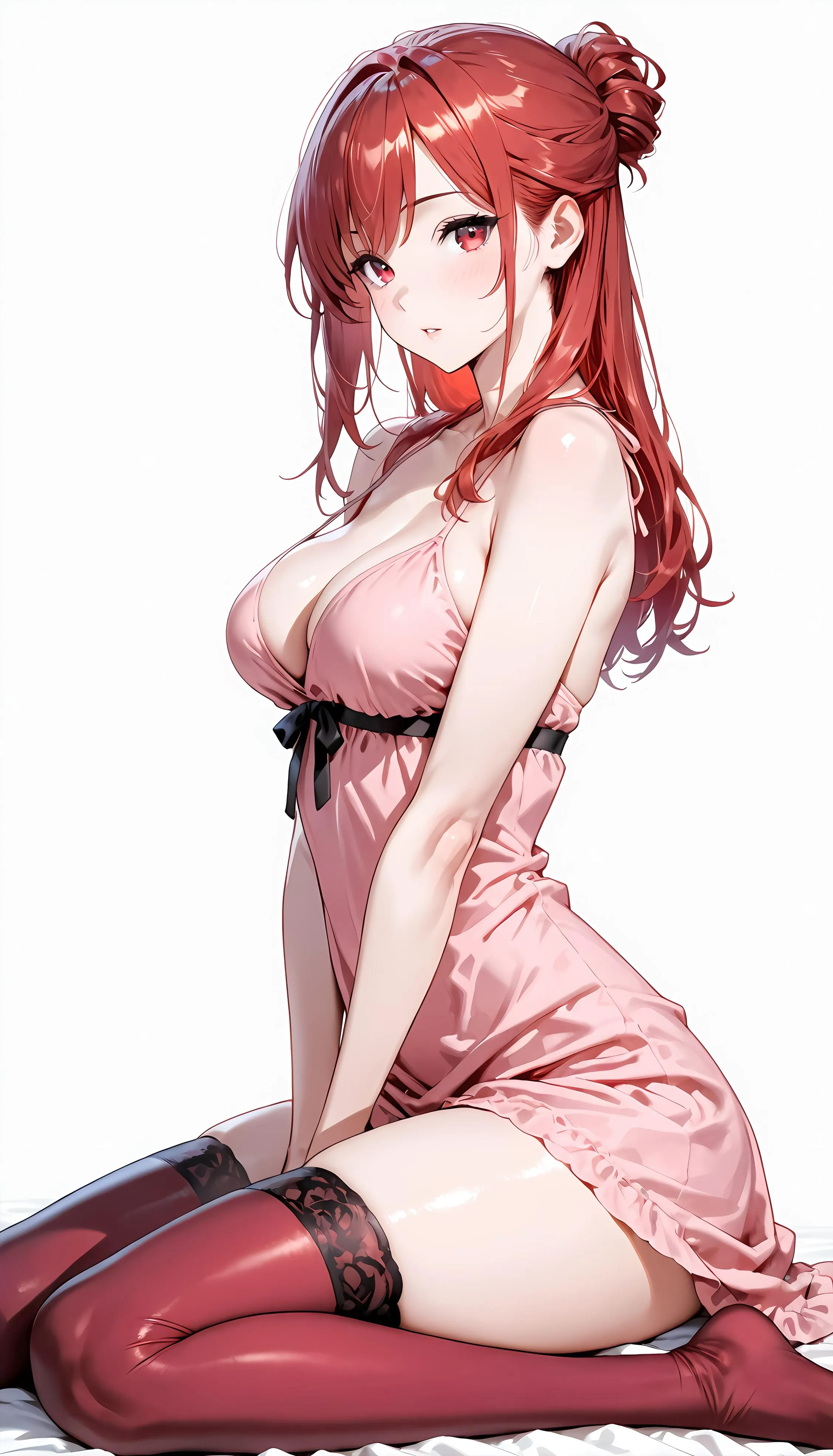 Redhead in Red Thigh-Highs 