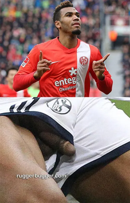 A close-up of the big cock of the Cameroonian footballer Éric Maxim Choupo-Moting.