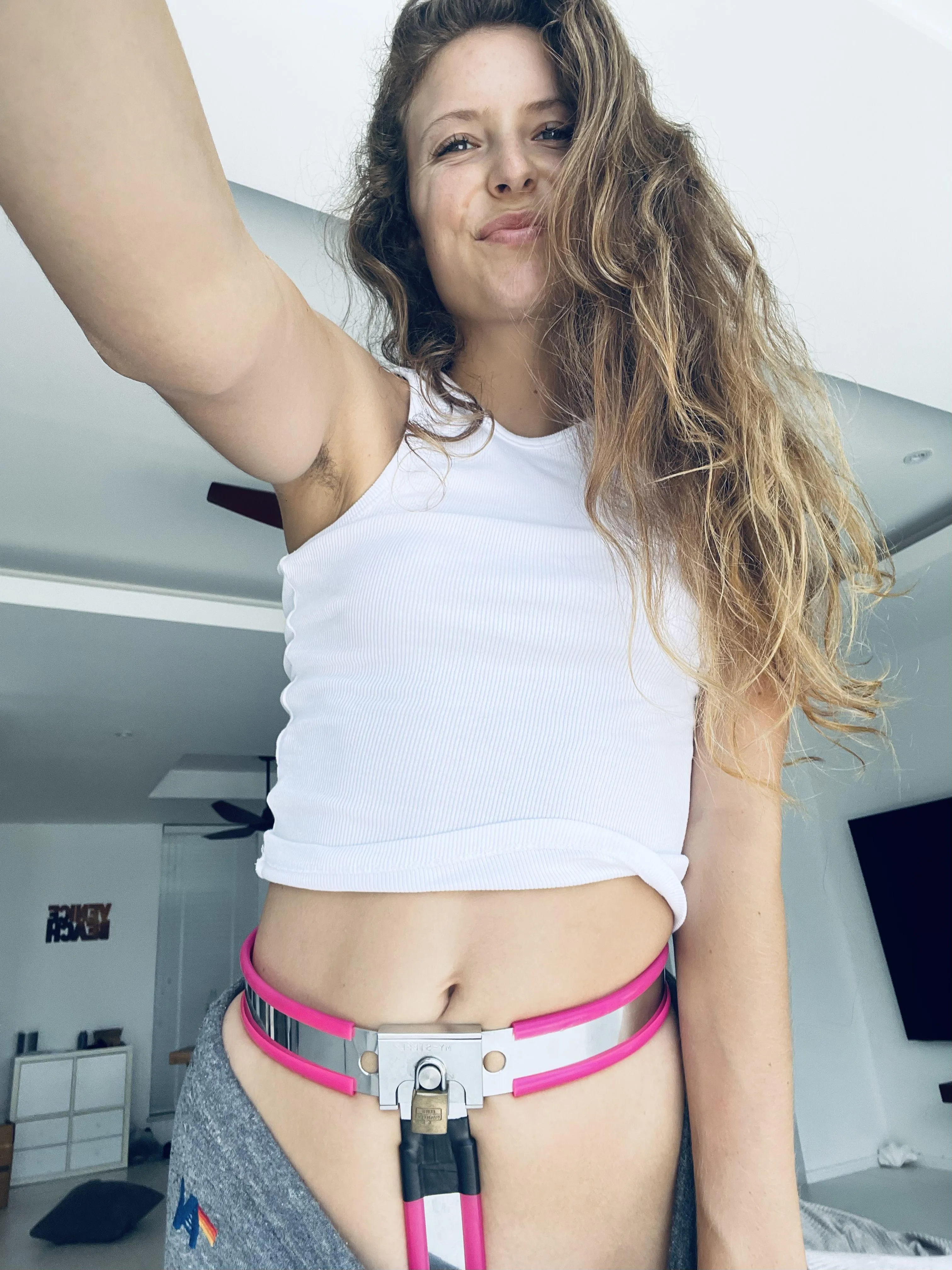 Just a horny girl in her chastity belt