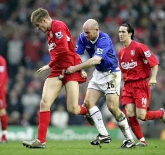 Soccer players should be careful with their shorts, especially if they do not wear underwear.