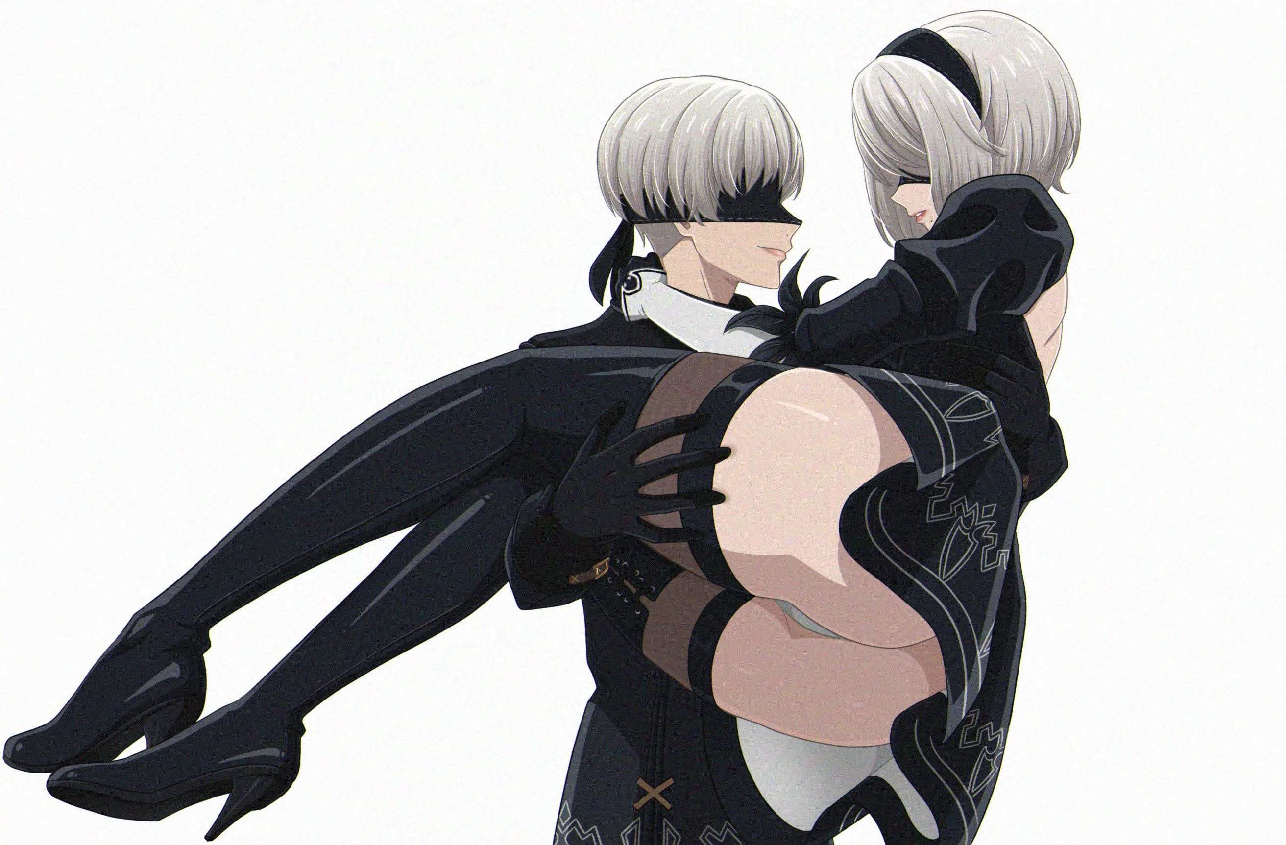 9S catches 2B (Ashe)