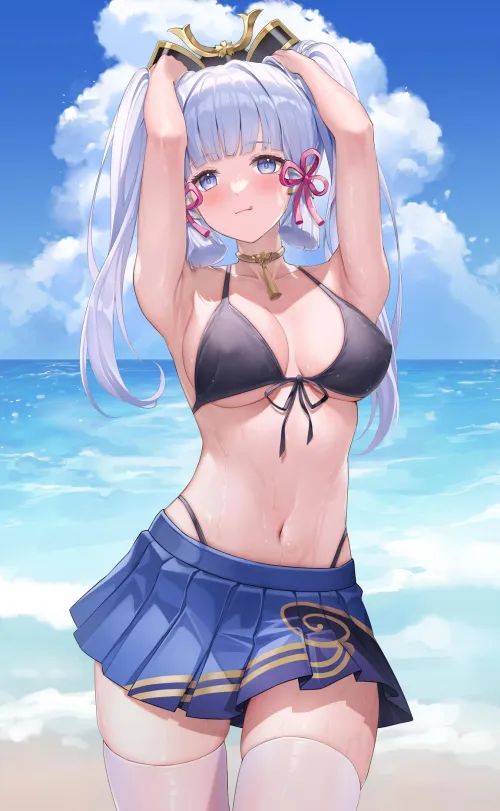 Swimsuit Ayaka at a beach