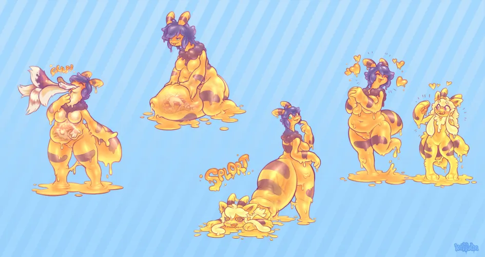 {comic} Slime girl bonding (keffotin) [furry, lesbian, goo creatures, transformation vore, happy prey, happy pred, prey is fine]