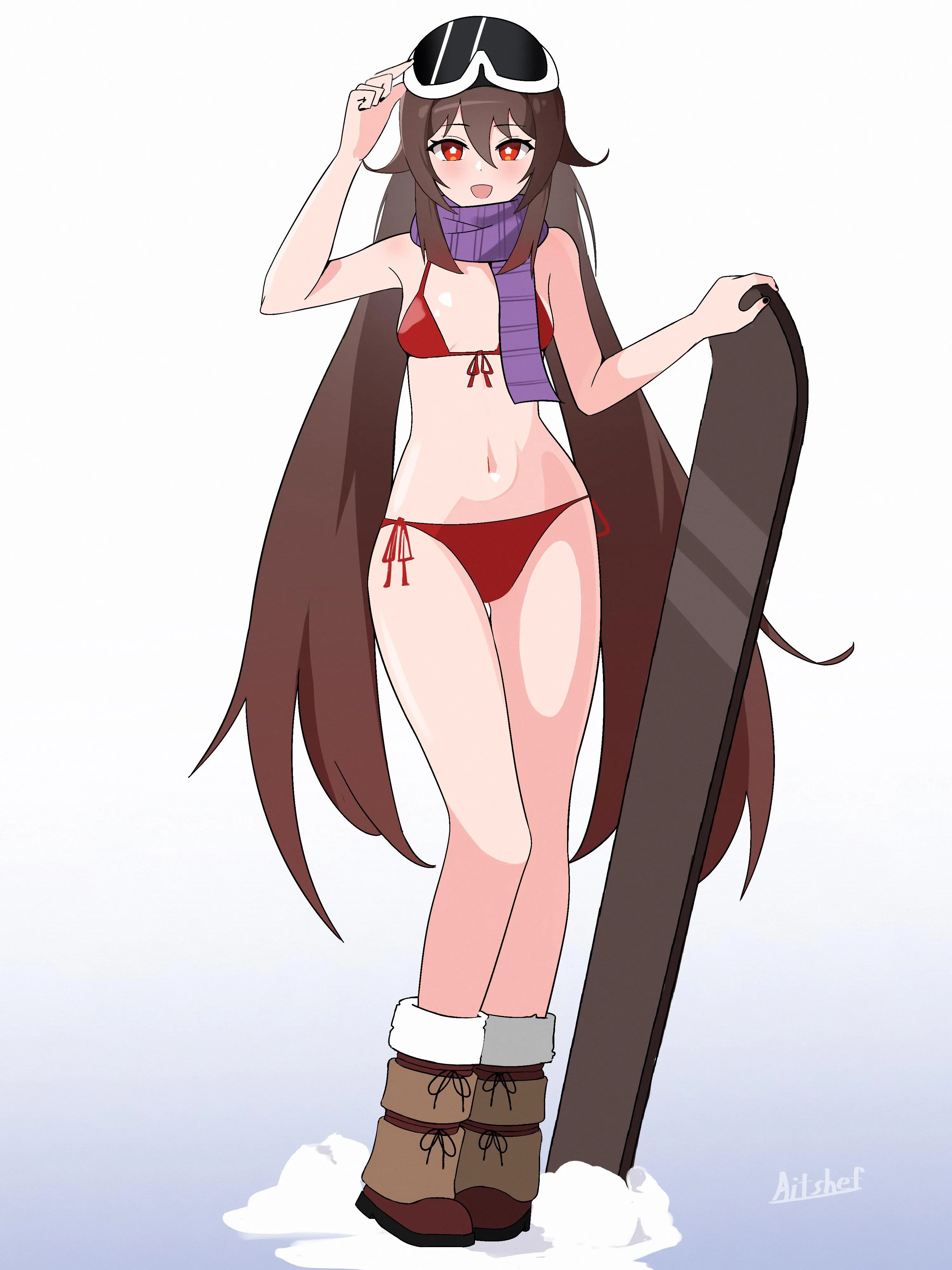 HuTao going snowboarding