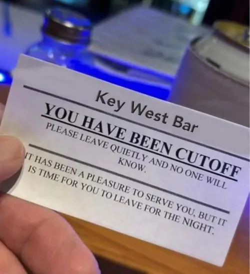 If you were handed this card while drinking at a bar, how would you respond?: Fuck you; fuck off; get fucked; go fuck yourself, or yeah, yeah, yeah, just gimme another fucking shot.