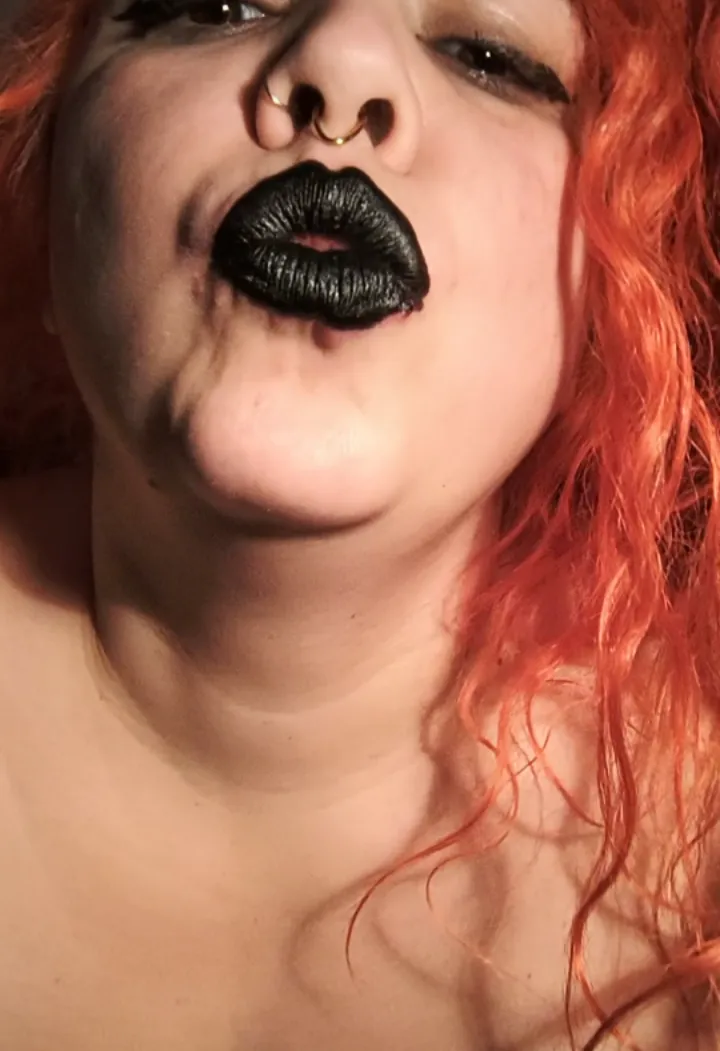 Black lips pouty kiss