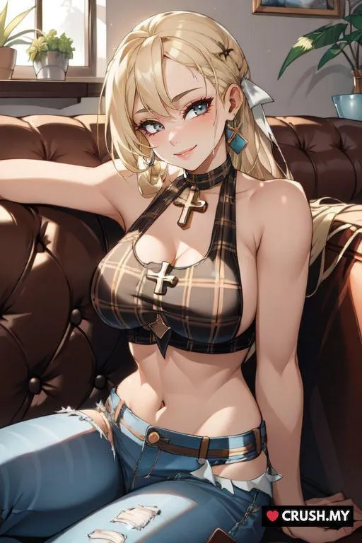 Can you resist her seductive charm in that brown outfit?