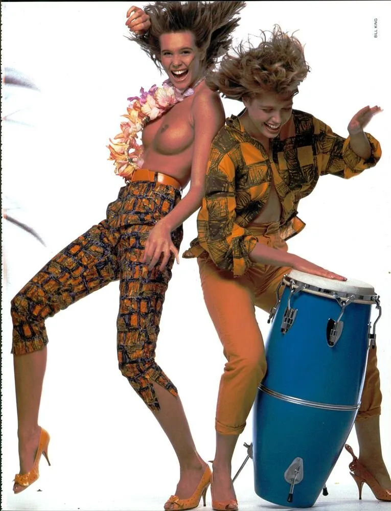 Elle Macpherson and unidentified model | Vogue Italia February 1984 | 