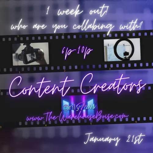 Just 1 week away!! We've got photographers lined up and the whole venue open for staging! Come out and take some personal boudoir pix or collab for some content with others. Any and all styles of photography are welcome! 