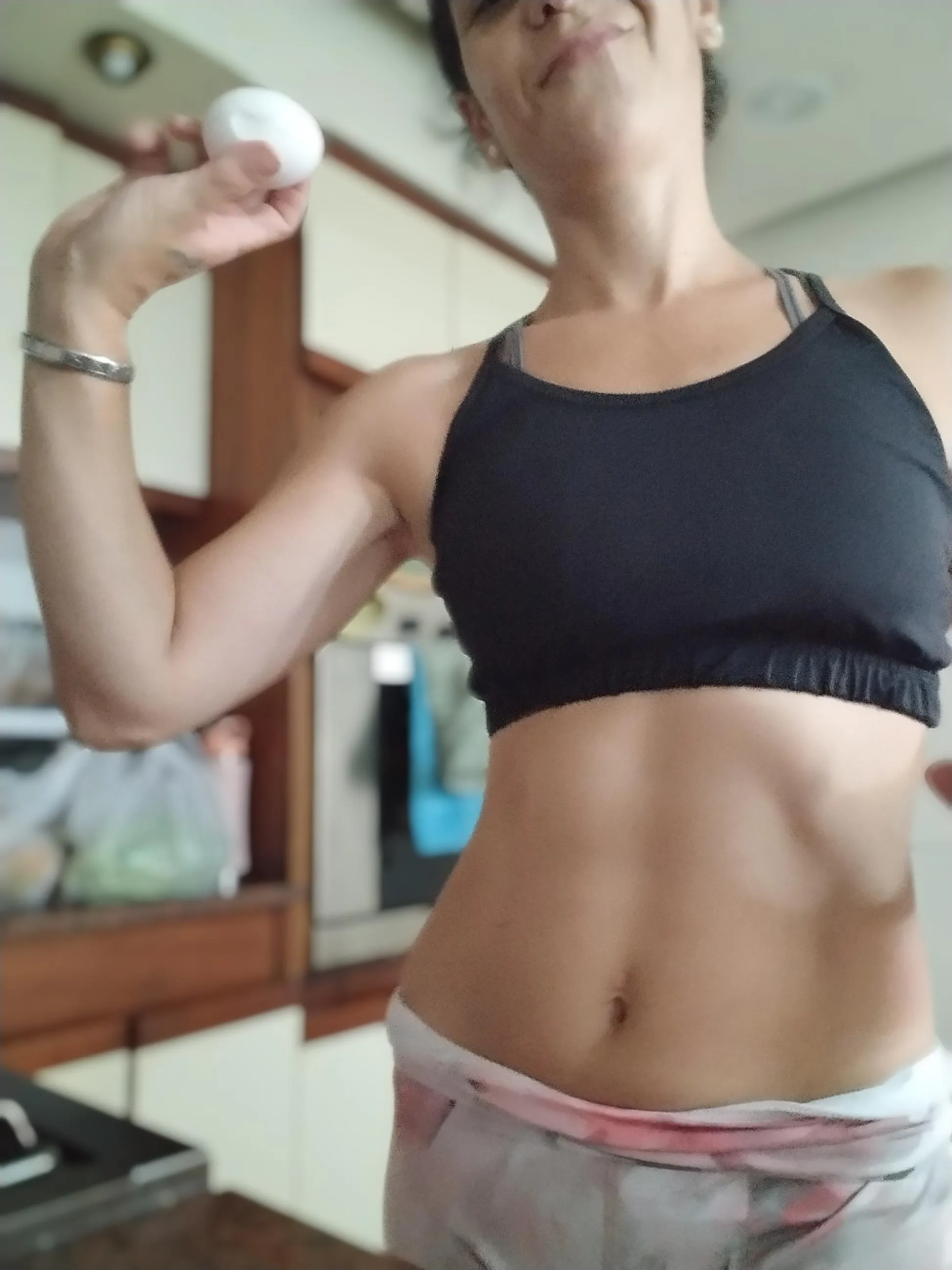 Shall we try it together? I hope you don't mind my smell. I just got back from training. 