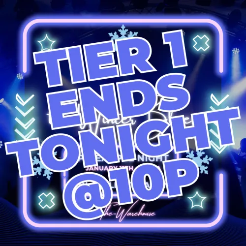 Tier 1 ends tonight at 10p! Time to get your tickets if u haven't already! You can pay at the door if you prefer (except single males - you must pre pay - limited spots left)...We can't wait to see all your neon & glow outfits! 