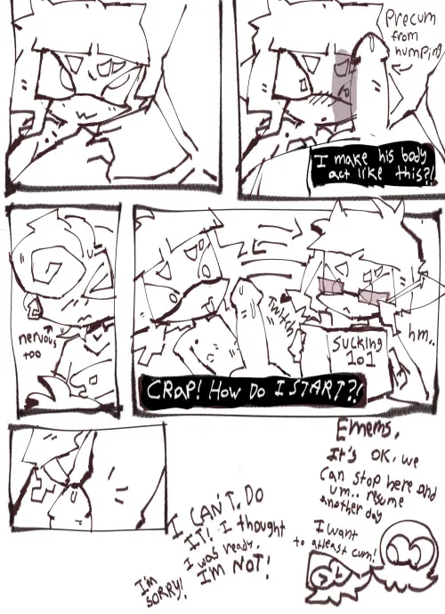 WIP of a mini 2-pg code/ems comic !! [ by me, ememz666 on twt]