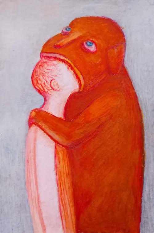 Kiss, by me, watercolors and colored pencils, 2024