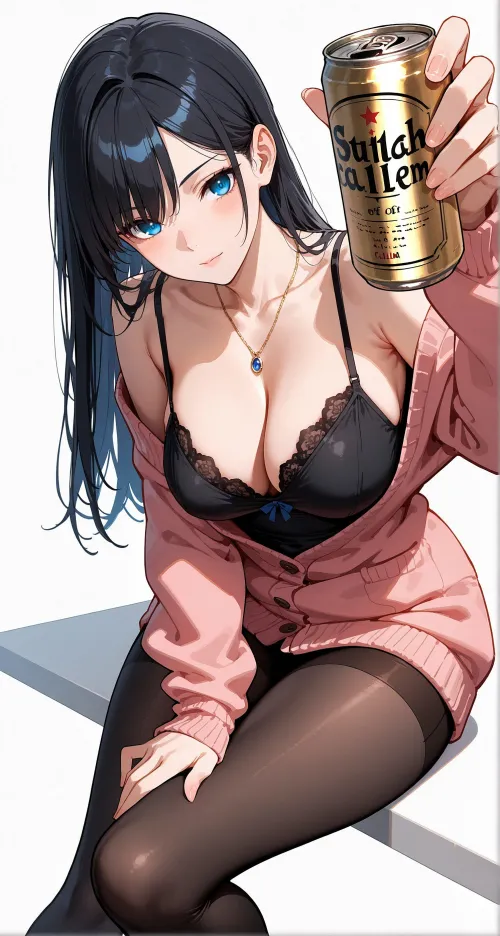 Offering a Sip of her Beer 