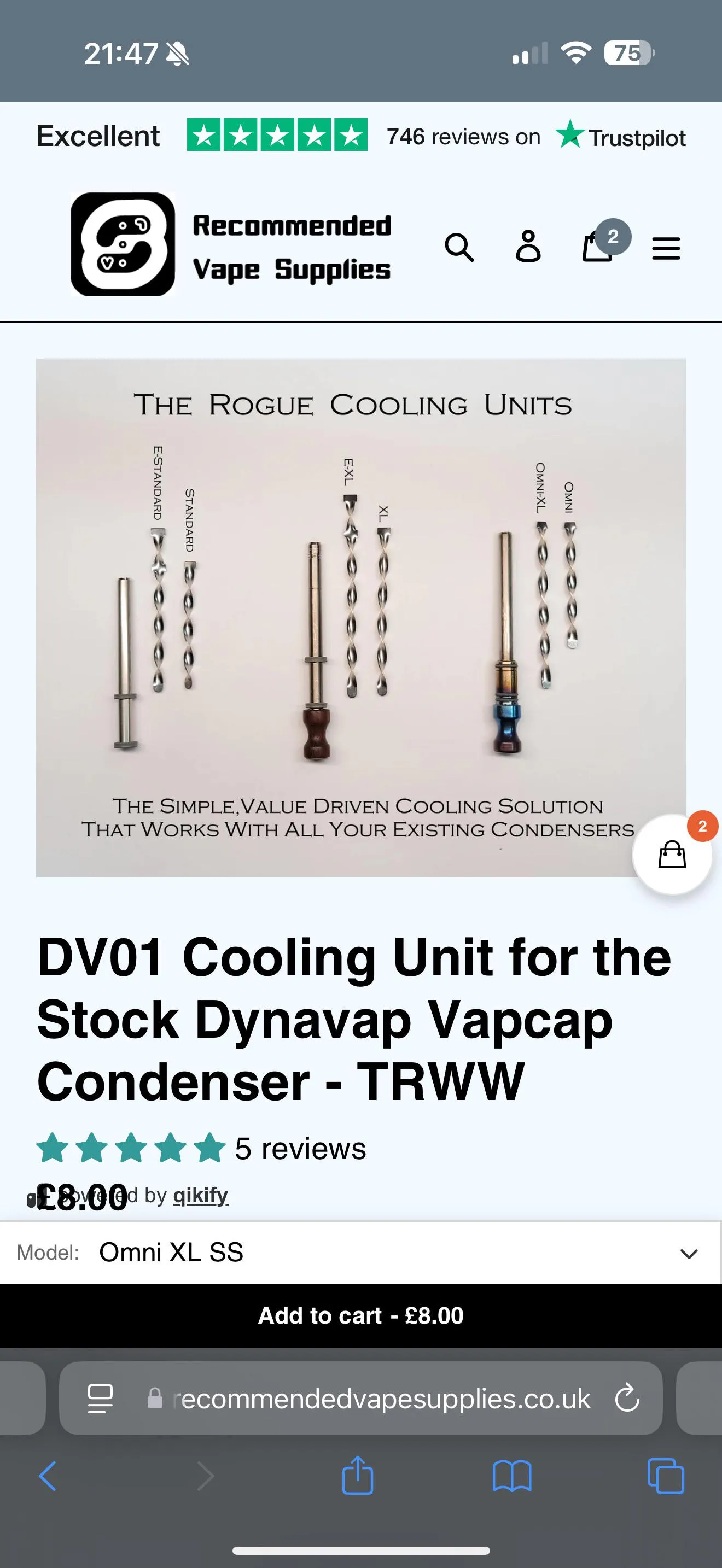Dynavap cooling unit / intercooler 