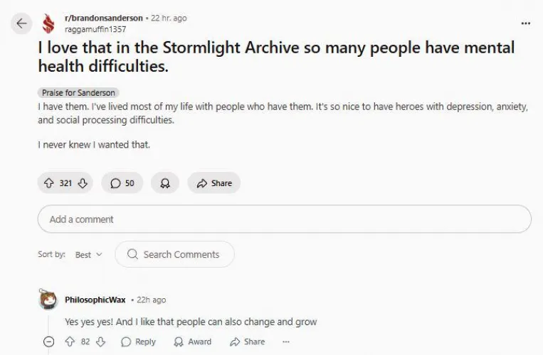 i'm so happy that Brandon invented character development