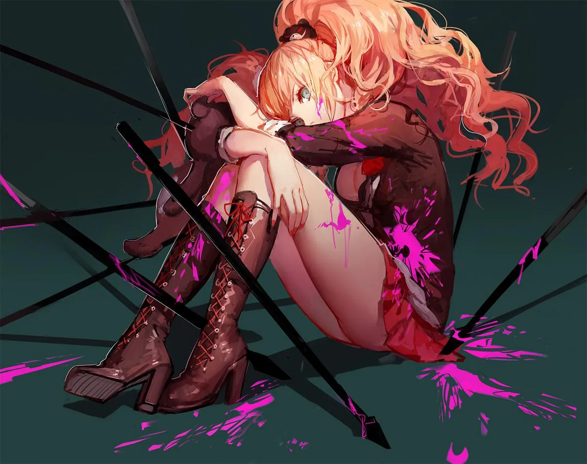 Junko dirty from the deed [Danganronpa] (ask)