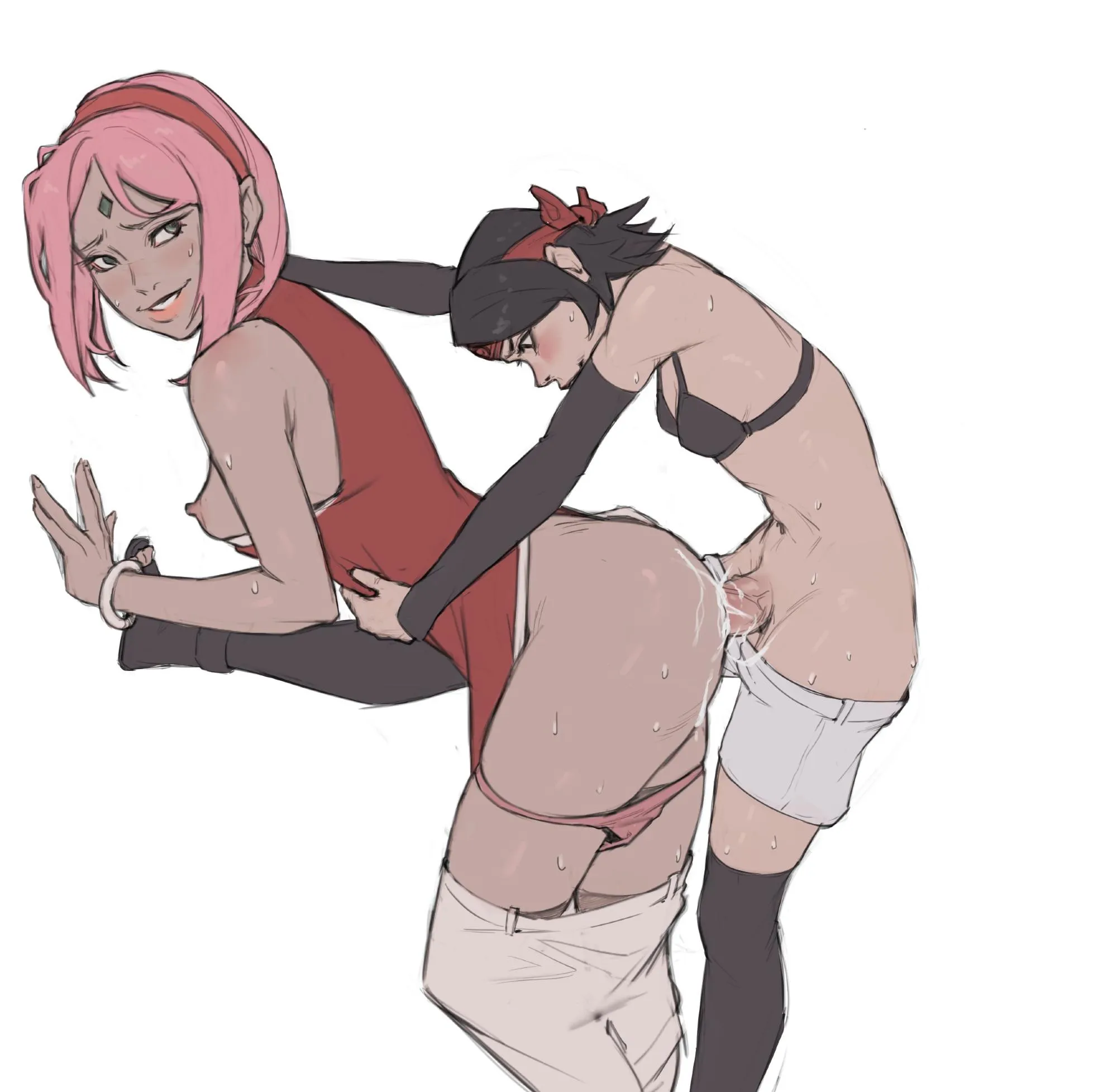 Sasuke wasn't satisfying Sakura, good thing Sarada had a bigger cock