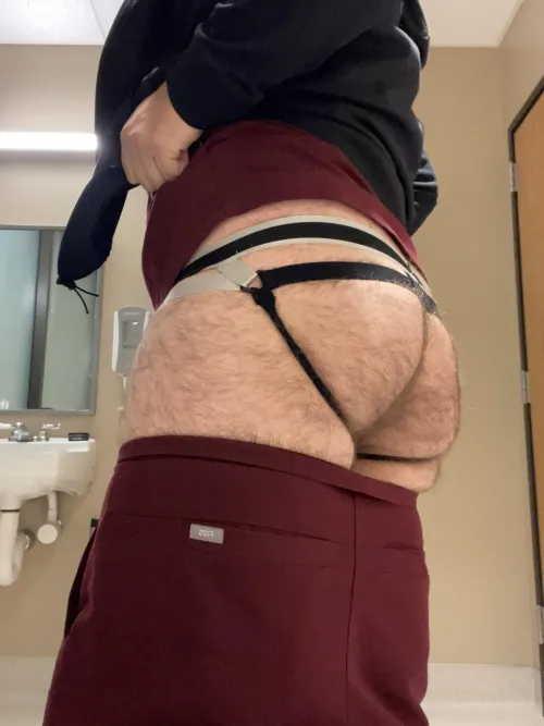 Jock thong is a little stressed holding up all this
