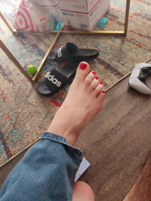 Sexy new red pedi - who wants her toes?