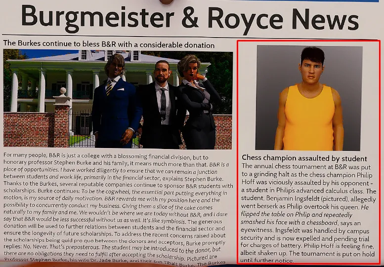 What happens here if you don't tell him to join the chess club?