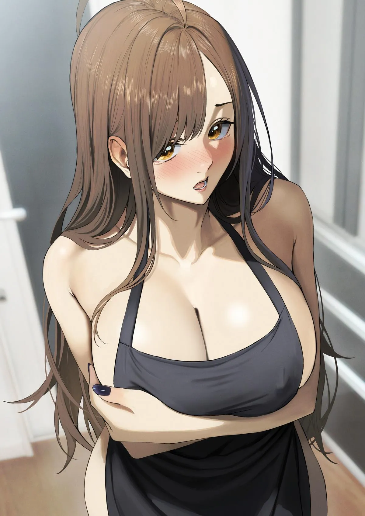 Wizard trying out naked apron