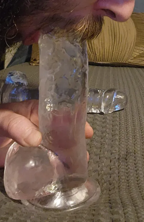 Getting better at deep throating a 12in dildo! Need the real thing.