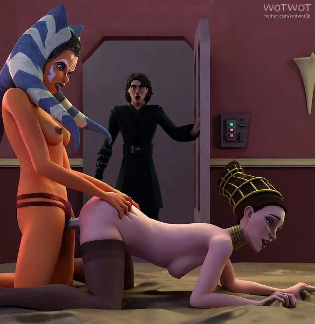 Ahsoka and Padme caught in the act (WotWot3D)