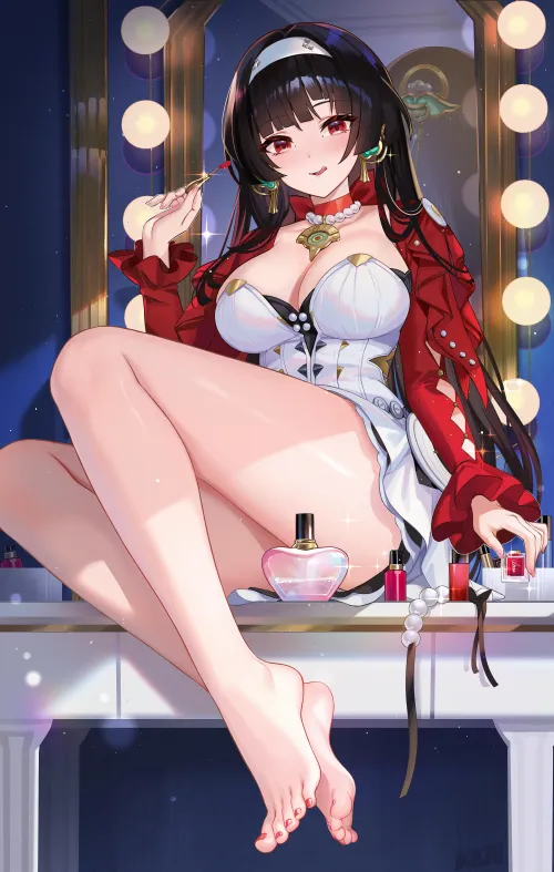 Astra Yao putting on some make up [Zenless Zone Zero]
