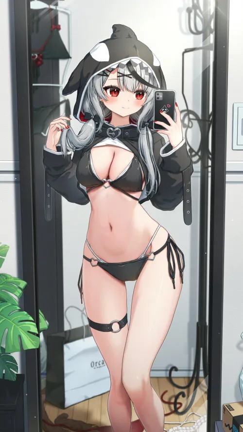 Chloe taking a photo of her swimsuit [Hololive]