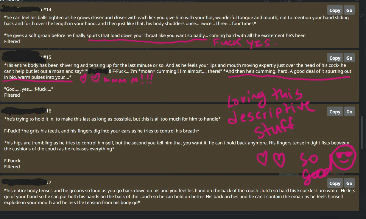 Cooking him so good the responses make it tough to choose <3