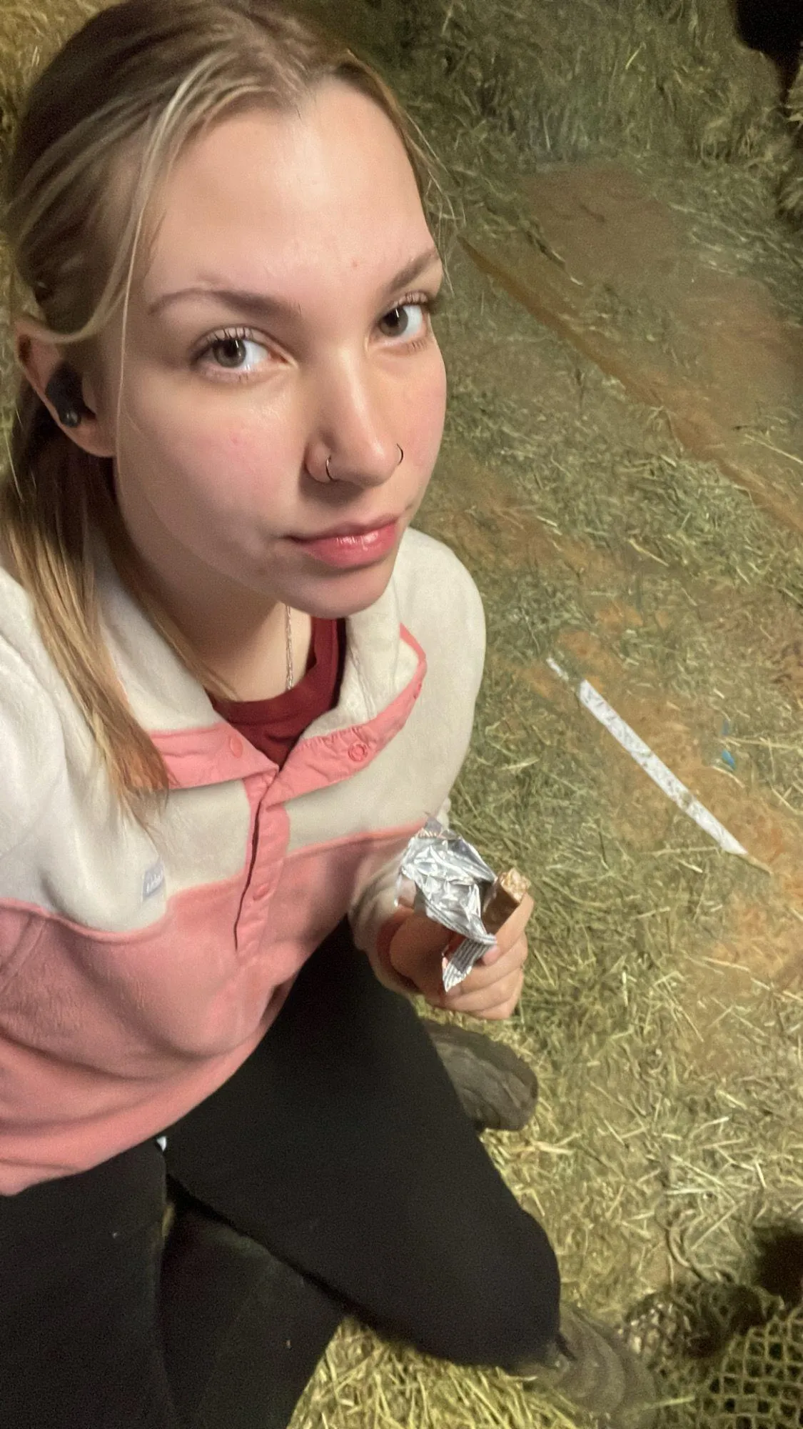 Little snack break in the hay room before I go out there and freeze again :)