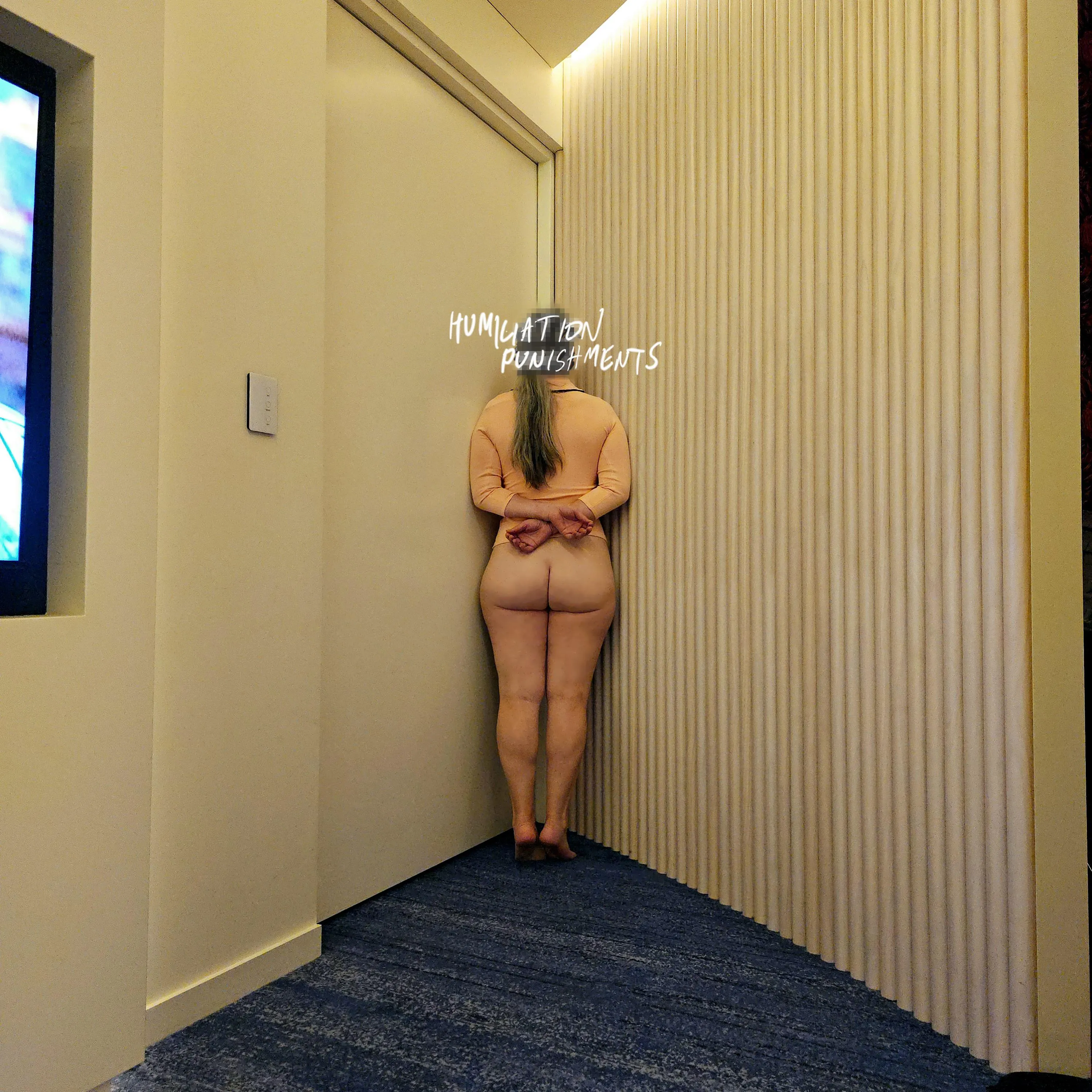 Naked from the waist down, hands behind your back, heels off the floor...