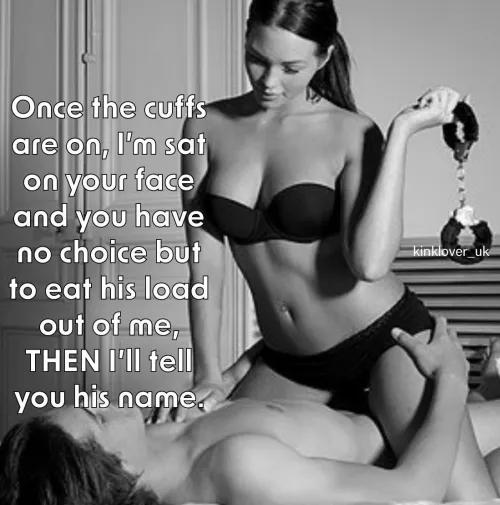 Who’s cum shouldn’t you feed on, but secretly you’d love to be ‘forced’ to? [ImageFap: kinklover_uk]