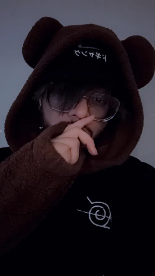 Wore my bear hoodie underneath my scrubs. But, do you think anyone will notice? 