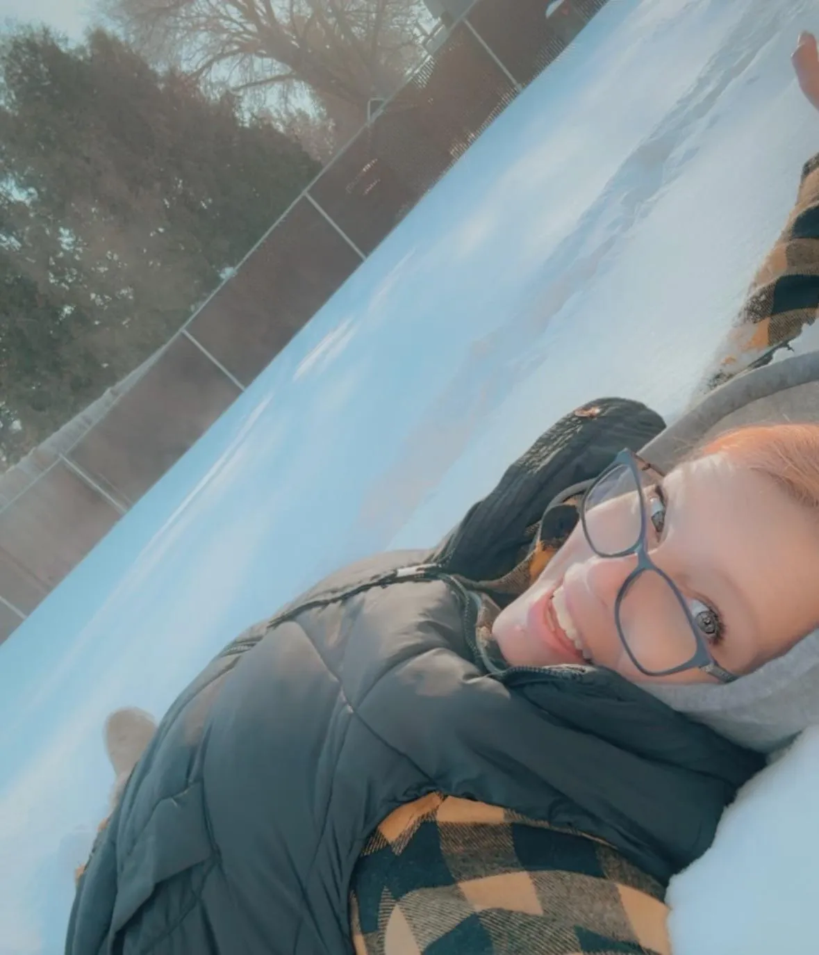 Cum play in the snow with this pink and orange haired naughty teacher