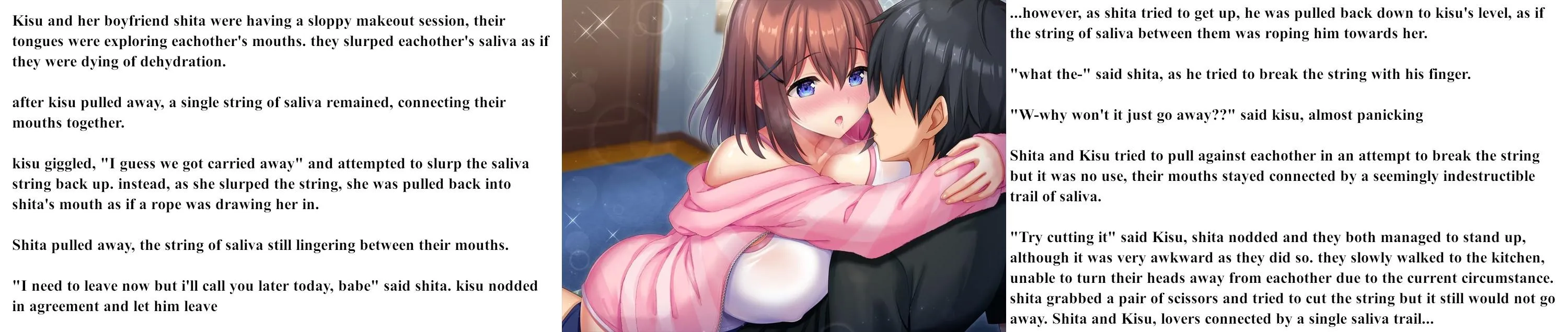 The Saliva String... [Hetero] [Vanilla] [Kissing] [Boyfriend & Girlfriend] [Stuck Together] [Saliva Trail]