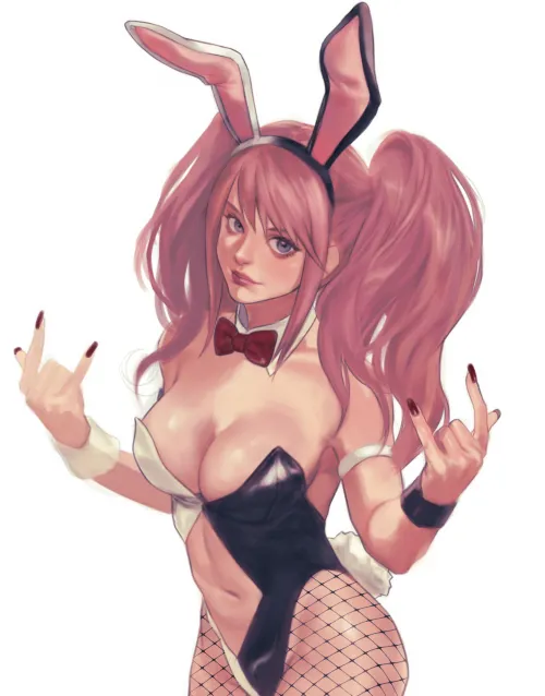 Bunny Junko throwing the horns [Danganronpa] (tdn_ng)