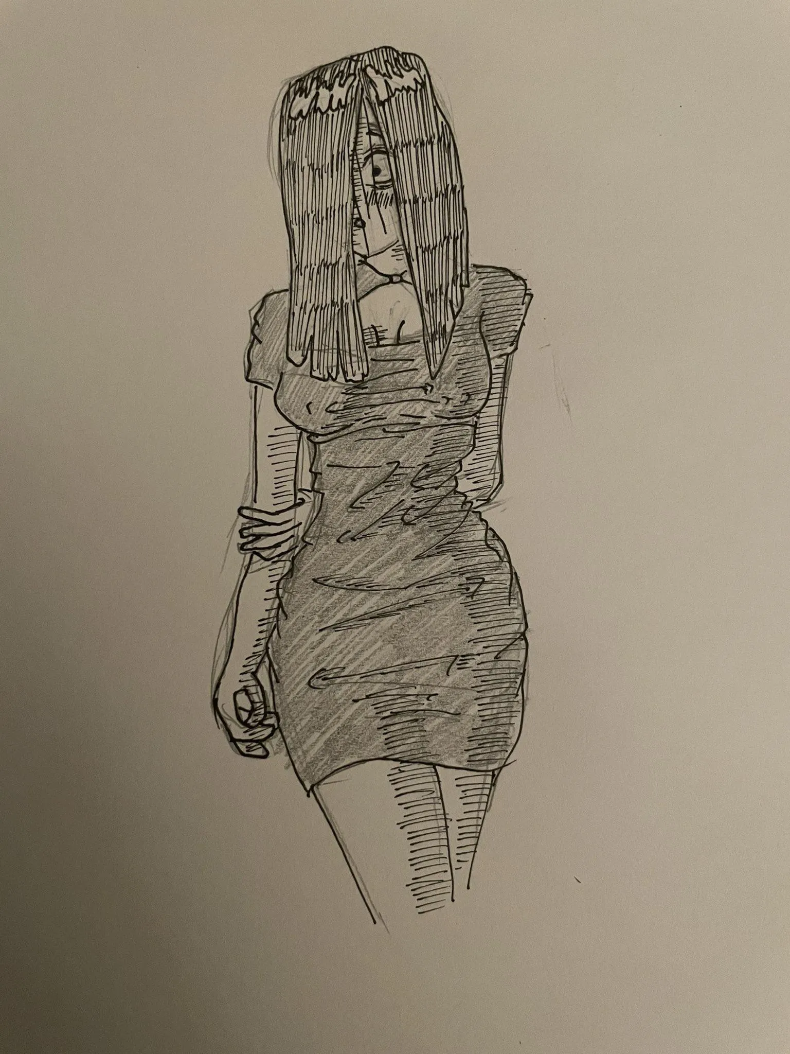 Do we mind some more sfw leaning art here? Black dress Sadako 