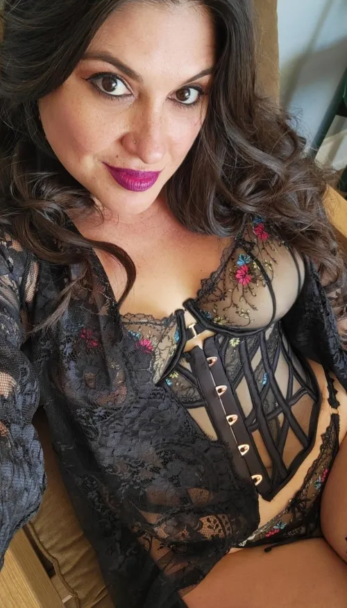 Feeling so sexy in black lingerie.