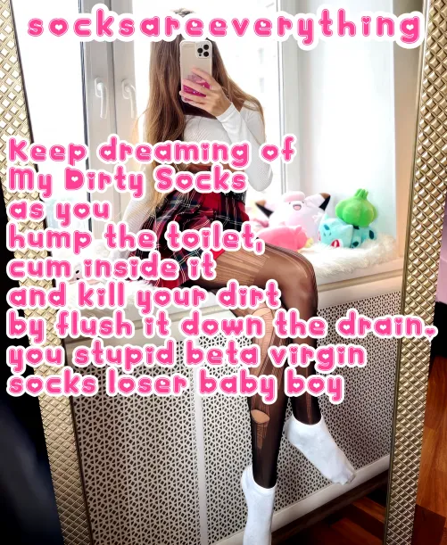 Keep dreaming of my dirty socks while you waste your nasty beta seed in the toilet little beta loser! You should get and marry my socks instead to waste beta sperm there! SocksAreEverything2 on ImageFap