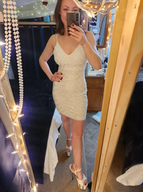 Matching dress and heels for the AVN white party