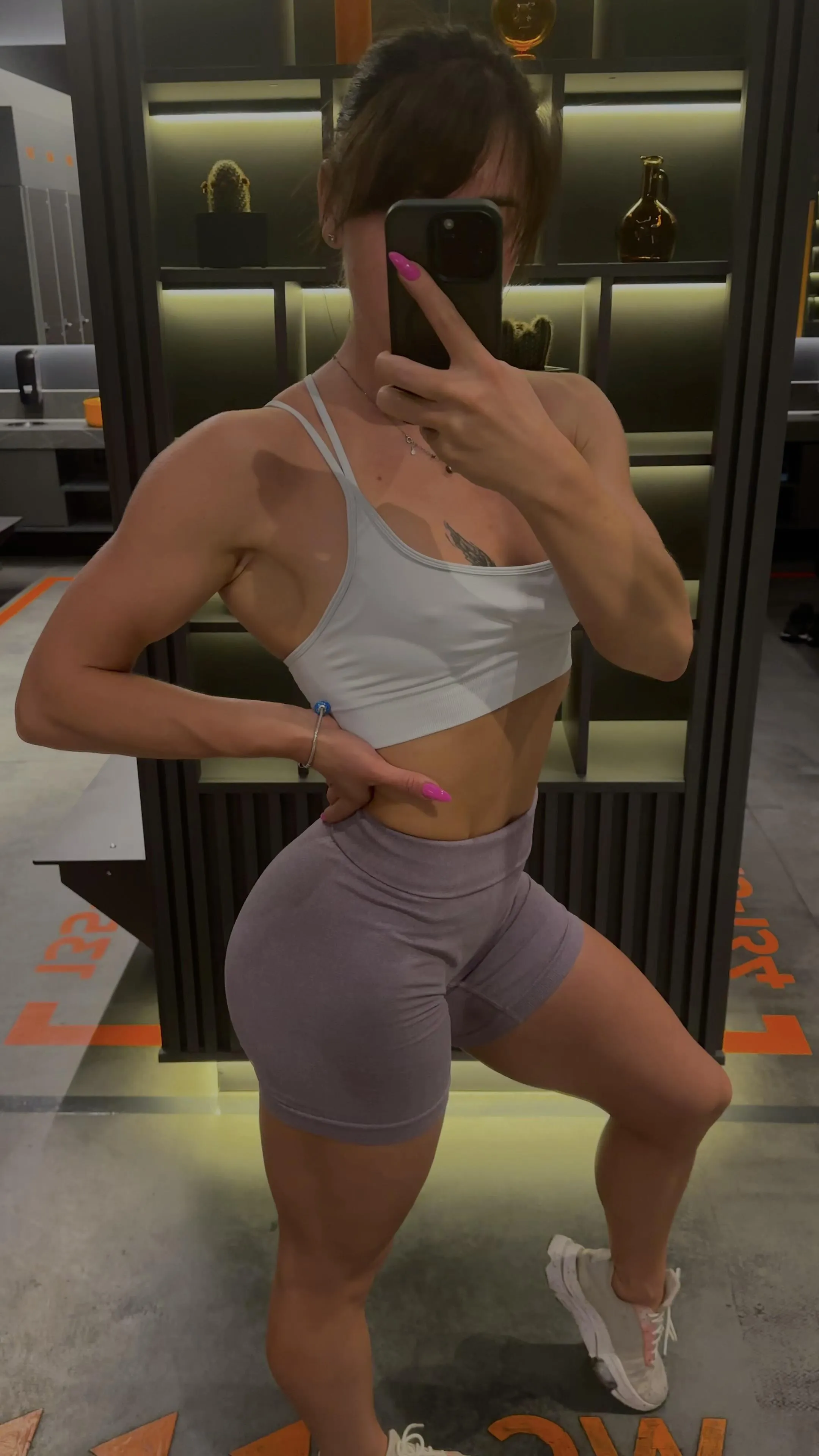 quick selfies before a workout