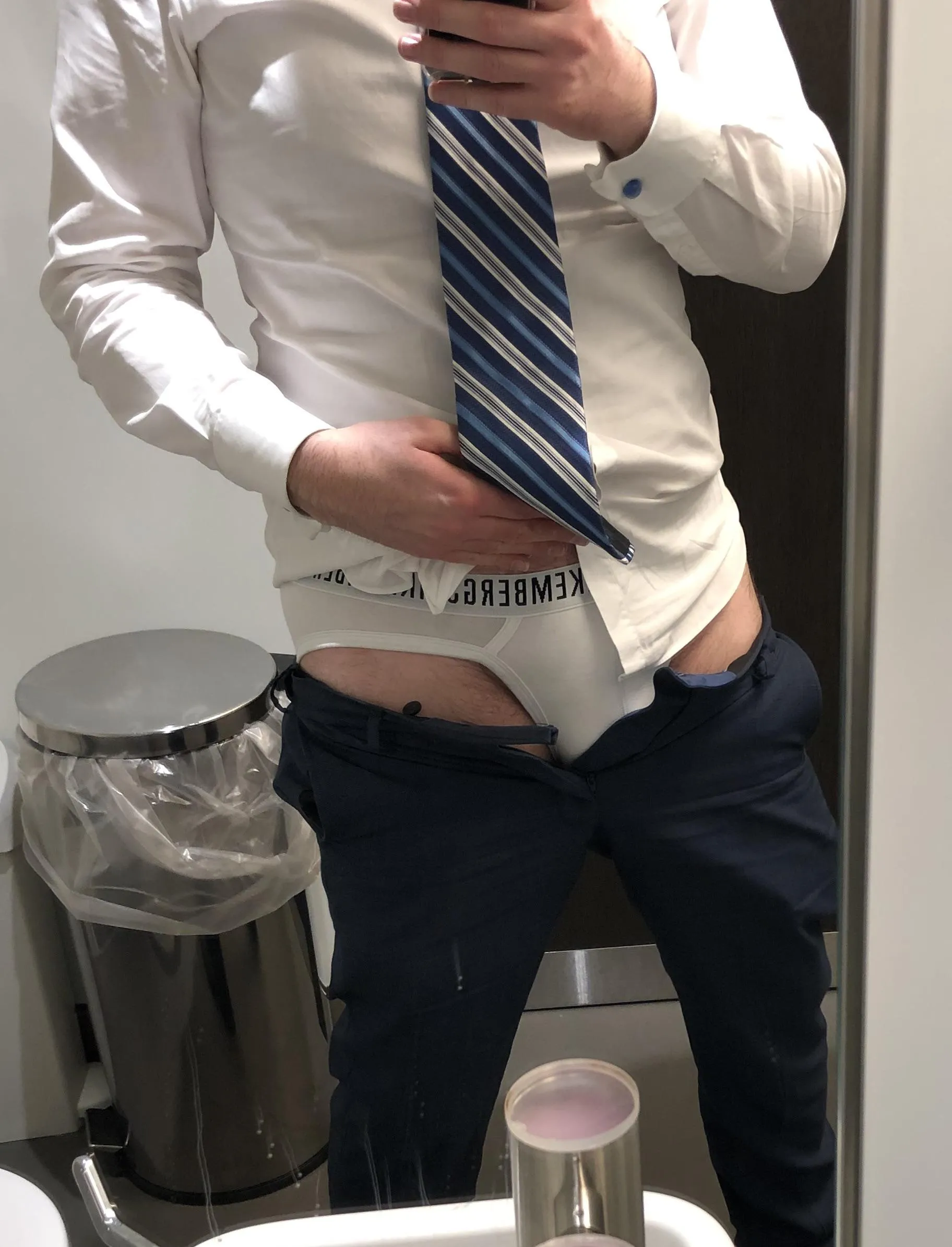 Bikkembergs is one of my favourite brands for briefs. I think they go well with the blue striped tie.