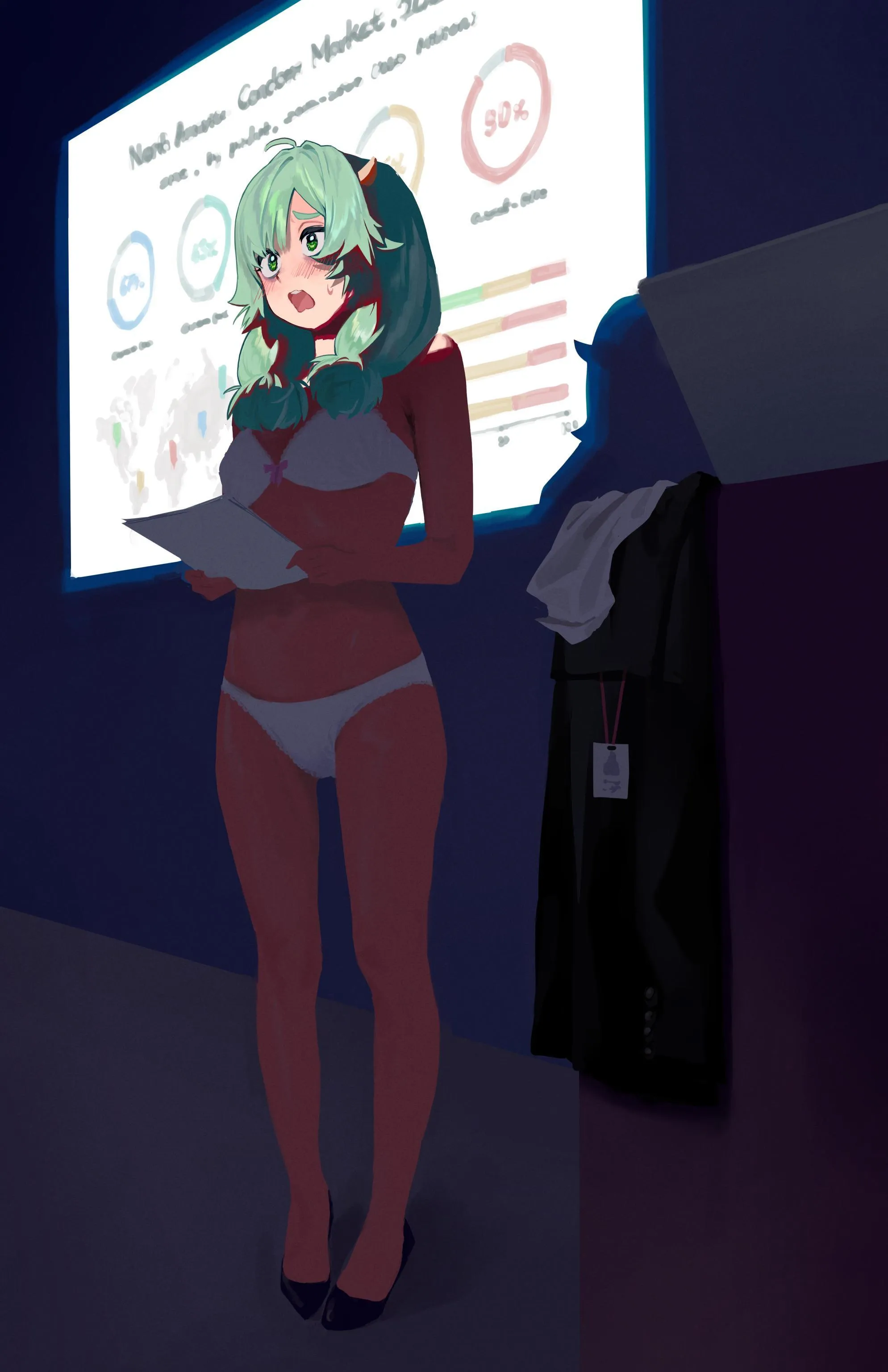 [F4M] They say that when giving a presentation, it helps to imagine the audience is naked, but what if you're the one who's not allowed to wear clothing..?