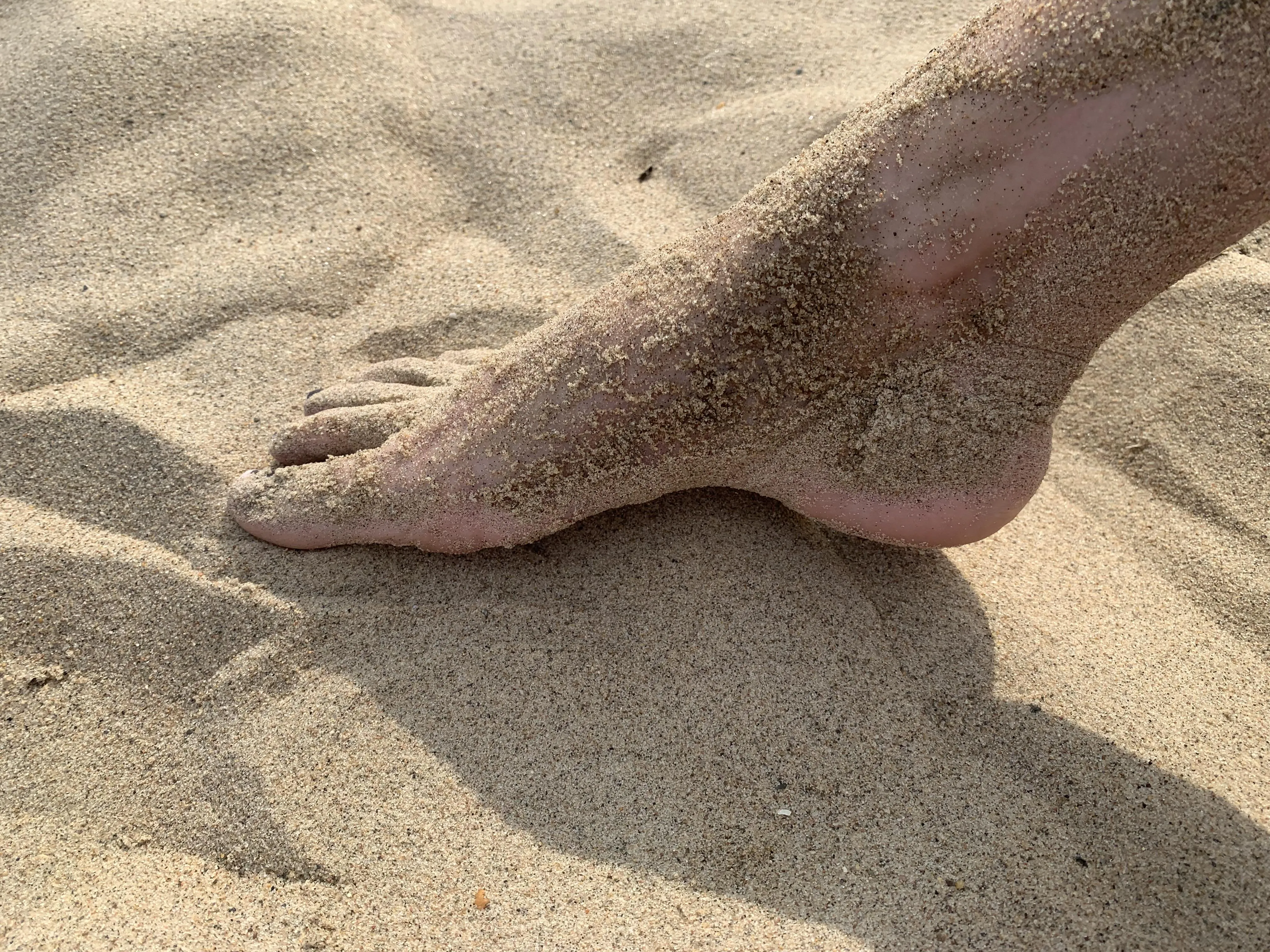 Sand covered foot