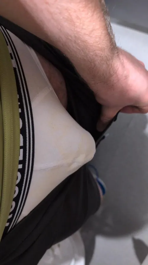 Wearing cum stained briefs to the gym