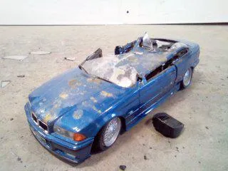 Crushed BMW E36 coated