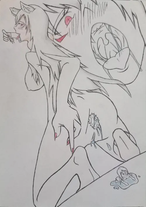 {image} she loves to give her food the full body experience -art by me