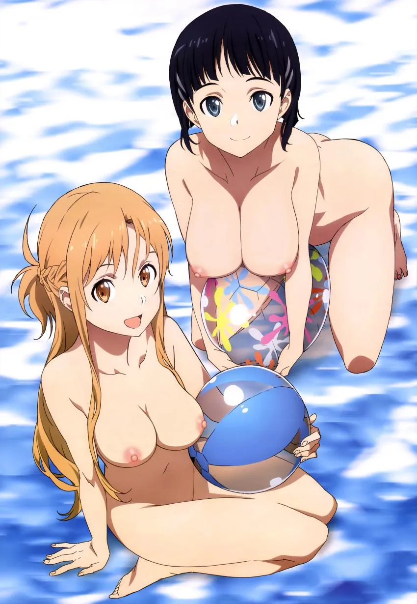 kirito went to the beach with asuna and suguha